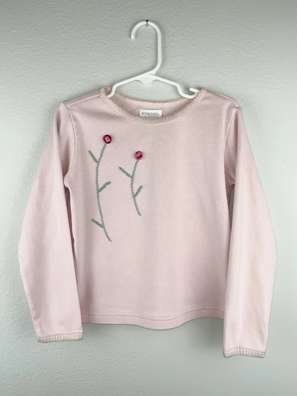 Gymboree 1999 Floral Embroidered Long Sleeve Pink Vintage Shirt 5-6 Years